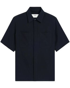 Ami Paris Short Sleeve Classic Shirt - Blue