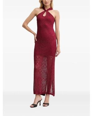 Guess Halterneck Knitted Maxi Dress - Red