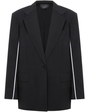A.M.G Blazer Con Ribetes En Contraste - Negro
