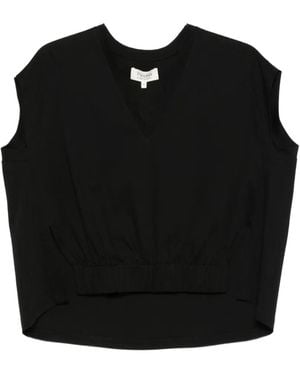 Psophia V-Neck Gathered T-Shirt - Black