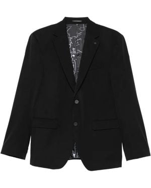 KARL LAGERFELD Notched-Lapels Single-Breasted Blazer - Black