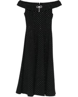 Nissa Embellished Off-Shoulder Midi Dress - Black