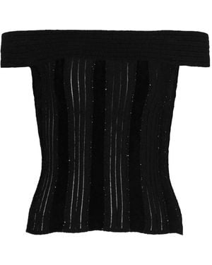 Balmain Glitter Off-The-Shoulder Top - Black