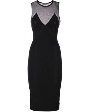Elisabetta Franchi Knit Dress With Transparency Details - Black
