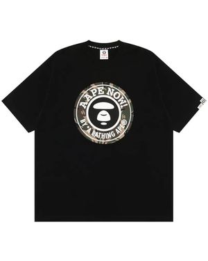 Aape By A Bathing Ape Logo-Print Camouflage-Detail T-Shirt - Black