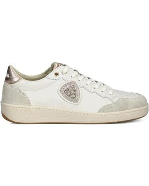 Blauer Crystal-Embellished Perforated Sneakers - White