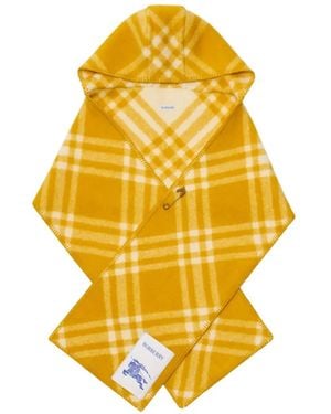 Burberry Bufanda Con Capucha Y Motivo De Cuadros - Amarillo