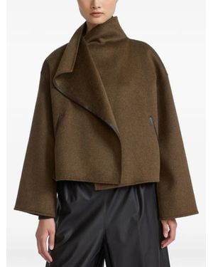 Yves Salomon Shearling-Trimmed Cashmere-Wool Jacket - Brown