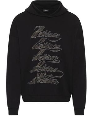we11done Ribbon-Logo Hoodie - Black
