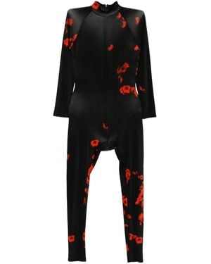 Tessitura Body Couture Jumpsuit Mit Blumen-Print - Schwarz