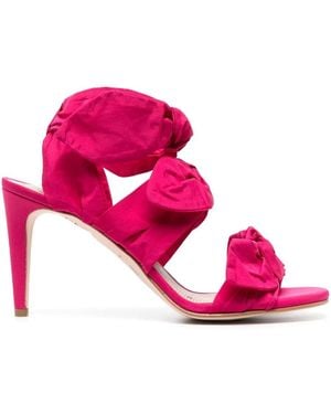 Red(V) Bow-Detail Heeled Sandals - Pink