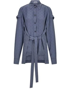 Ferragamo All-Over Monogram Button-Up Shirt - Blue