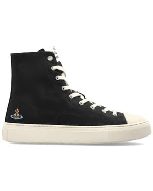 Vivienne Westwood Plimsoll Embroidered High-Top Trainers - Black