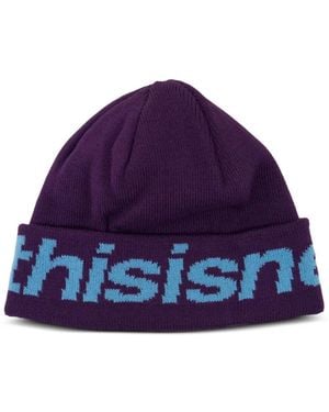 thisisneverthat Logo-Intarsia Beanie Hat - Purple
