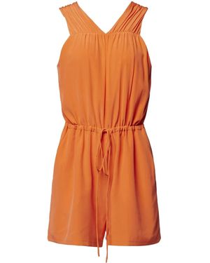Equipment Drawstring-Fastening Silk Playsuit - Orange
