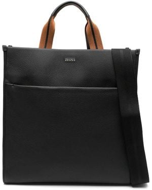 ZEGNA レザー ハンドバッグ - ブラック
