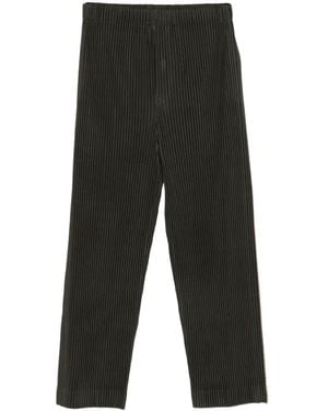 Homme Plissé Issey Miyake Pleated Side-Stripe Trousers - Black