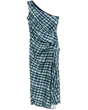 Amsale Check-Printed Dress - Blue