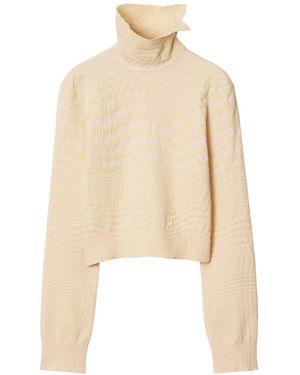Burberry Warped Houndstooth Jacquard Jumper - Natural