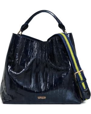 Essentiel Antwerp Bolso de hombro con efecto agrietado - Azul