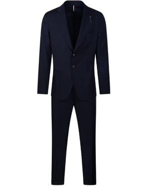 Santaniello Pleated-Detail Buttoned Suit - Blue