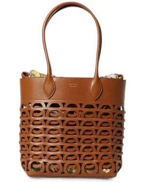 Ferragamo M Gancini Cut-Out Tote Bag - Brown