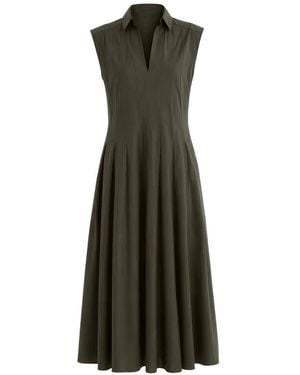 Fay Pleated Sleeveless Midi Dress - Green