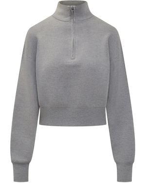 Victoria Beckham Half-Zip Sweater - Gray