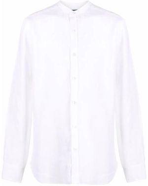 Barba Napoli Band Collar Linen Shirt - White