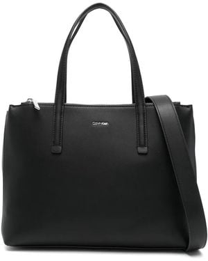 Calvin Klein レザー トートバッグ - ブラック