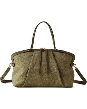 Borbonese Bolso Shopper Mediano Con Motivo Frame - Verde