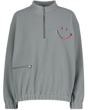 Joshua Sanders X Smiley Zip-Fastening Fleece Sweatshirt - Grey