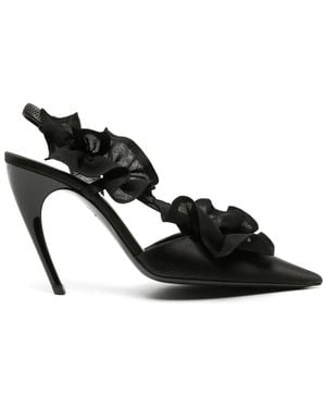 Nensi Dojaka 115Mm Ruffle-Detail Satin Pumps - Black