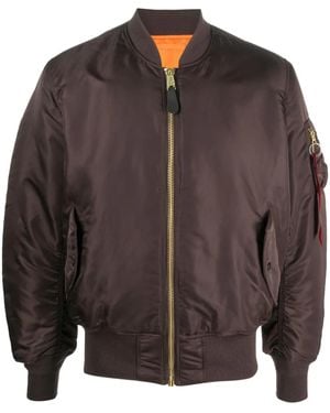 Alpha Industries Reversible Zip-Up Bomber Jacket - Brown