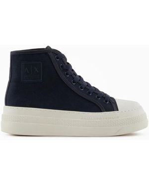 ARMANI EXCHANGE Platform-Sole Ankle-Length Sneakers - Blue