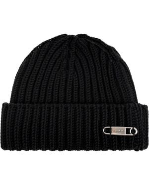 Givenchy Logo-Plaque Ribbed Beanie Hat - Black