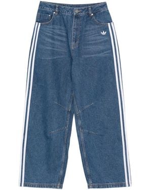adidas Striped Wide-Leg Jeans - Blue