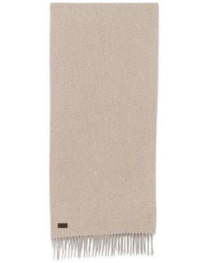 Canali Logo-Patch Fringed Scarf - Natural