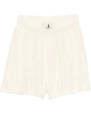 Barena Striped Elasticated-Waistband Shorts - White