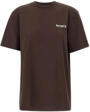 ROTATE BIRGER CHRISTENSEN Camiseta con logo bordado y cuello redondo - Marrón