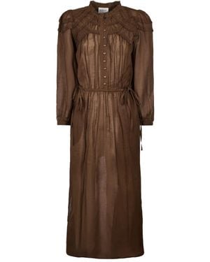 Isabel Marant Ruffled Button-Front Maxi Dress - Brown