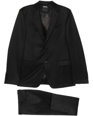 ZEGNA Costume En Laine À Veste À Simple Boutonnage - Black