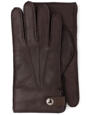 Prada Press-Stud Leather Gloves - Brown