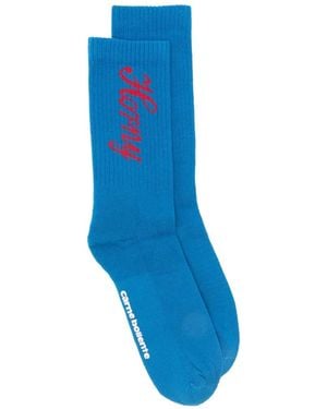 Carne Bollente Chaussettes À Logo Imprimé - Blue
