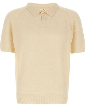 Ma'ry'ya Bouclé Polo Shirt - White