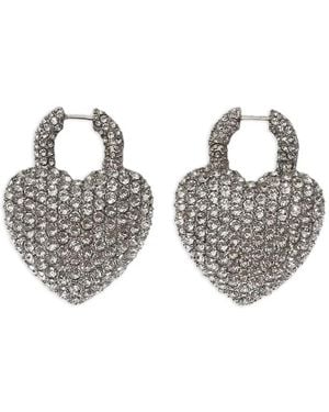 Balenciaga Minnie Xl Heart-Shaped Crystal-Embellished Earrings - Metallic