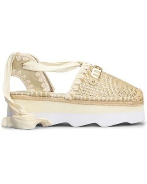 Mou Logo-Lettering Espadrilles - Natural