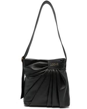 Loewe Draped Leather Shoulder Bag - Black