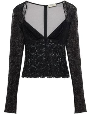 Blumarine Lace-Bodice Top - Black