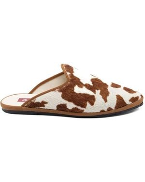 Gondolina Rodeo Cow-Print Mules - Brown